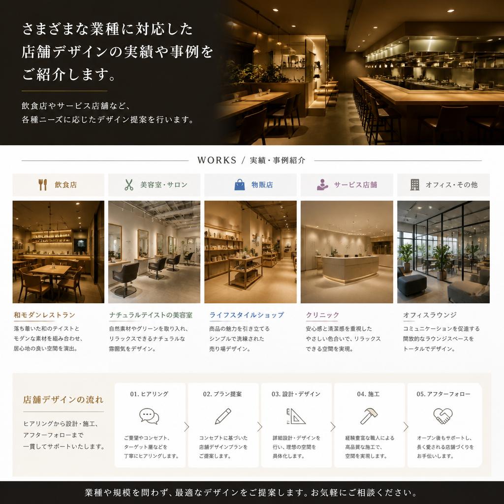 飲食店・物販店・サービス店舗など幅広い対応